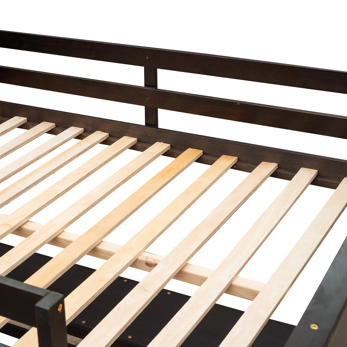 Full size Loft Bed with Shelves and Desk, Wooden Loft Bed with Desk - Espresso - Home Elegance USA