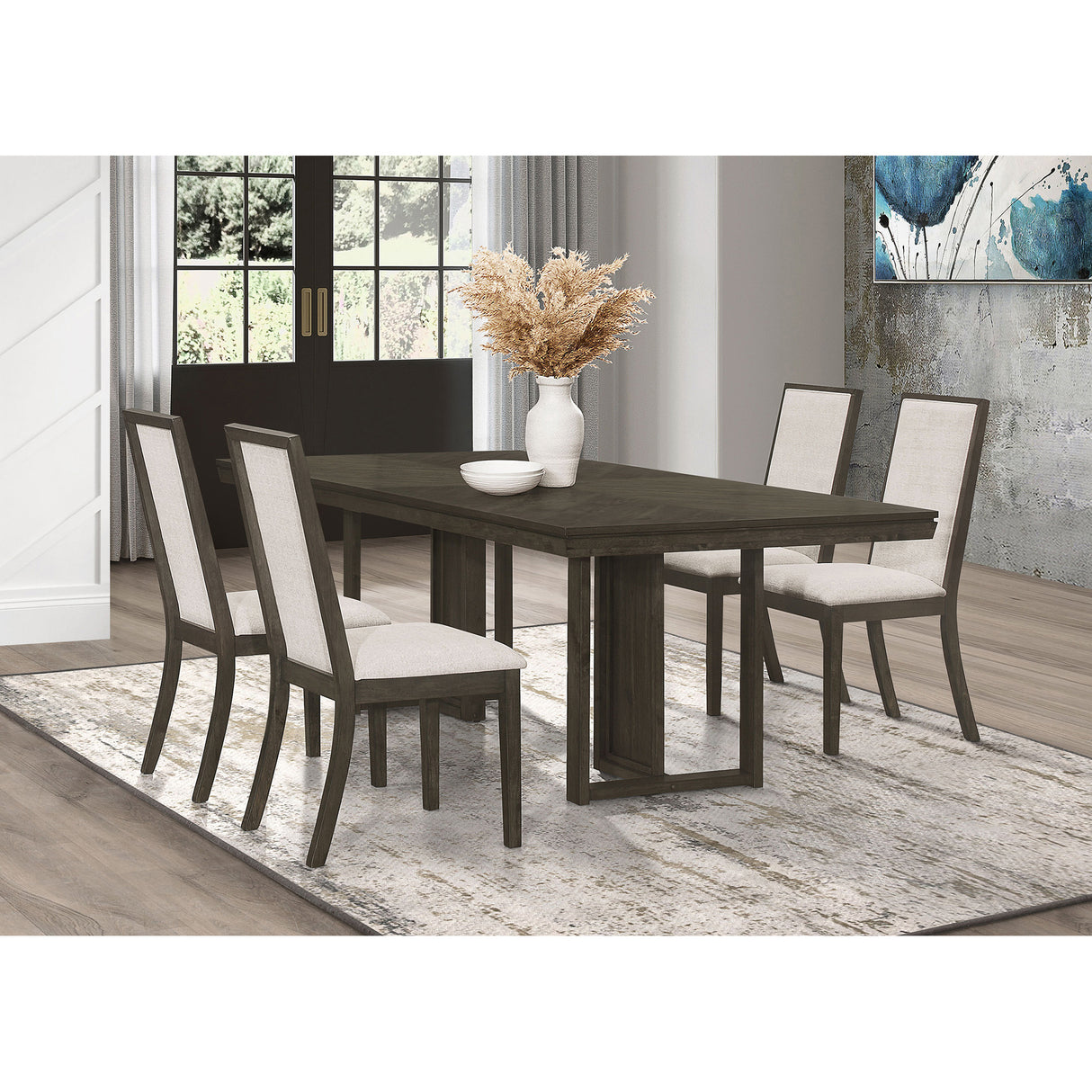 Glenmoor Beige and Dark Grey 5-piece Dining Table Set