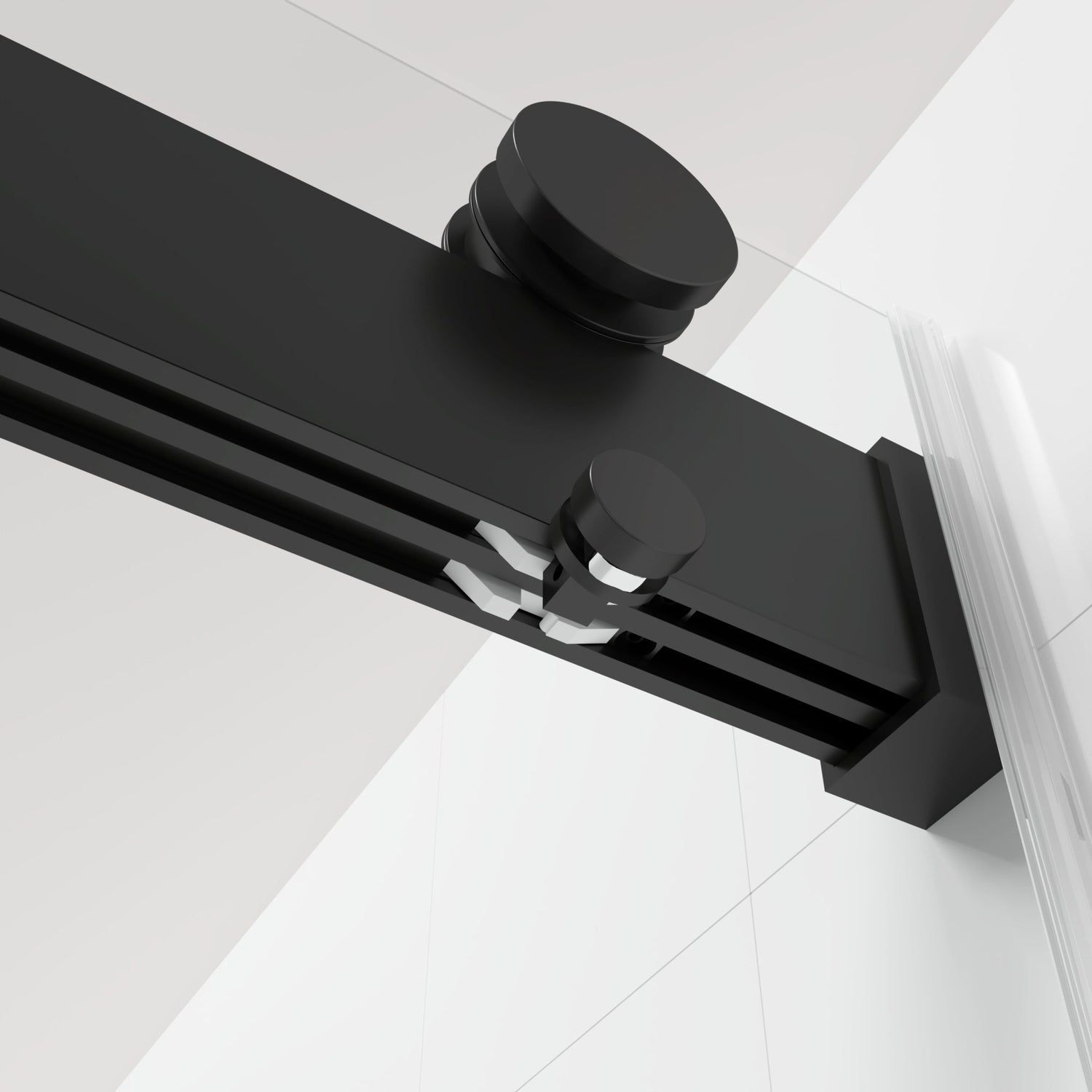 60" W x 76" H Double Sliding Frameless Soft - Close Shower Door with Premium 3/8 Inch (10mm) Thick Tampered Glass in Matte Black Stainless Steel 22D02 - 60MB | Home Elegance USA