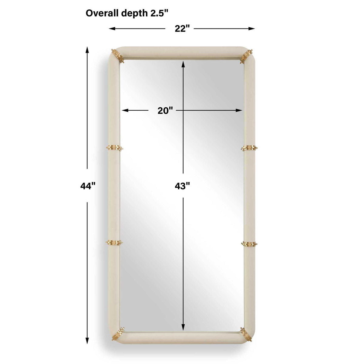 Cyprus Leather Mirror - White by Uttermost - View 7