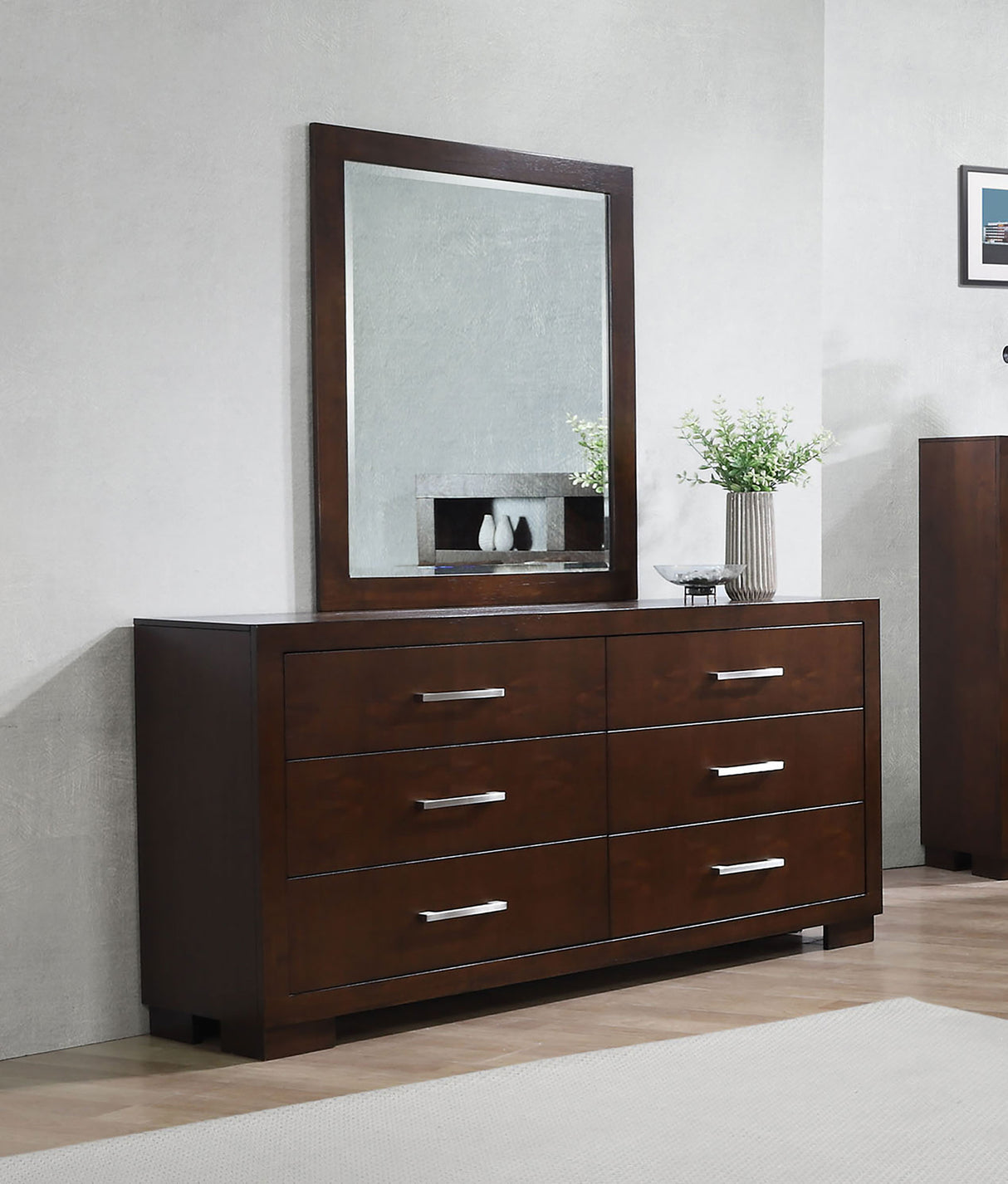 Jessica 6-drawer Dresser with Mirror Cappuccino - Home Elegance USA
