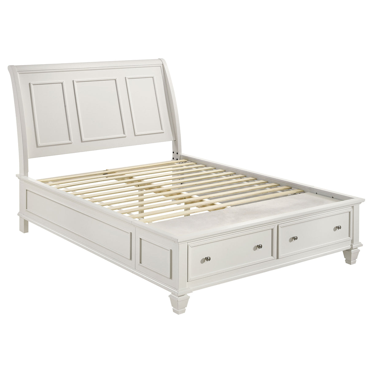 Eastern King Storage Bed - Sandy Beach Wood Eastern King Storage Panel Bed Cream White