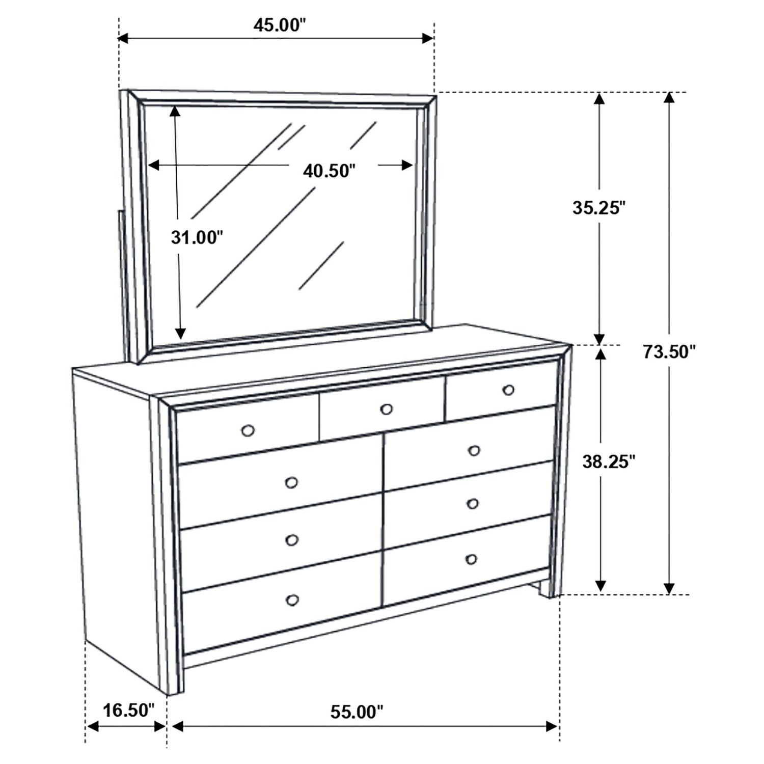 Dresser With Mirror - Serenity Rectangular 9-drawer Dresser with Mirror Rich Merlot
