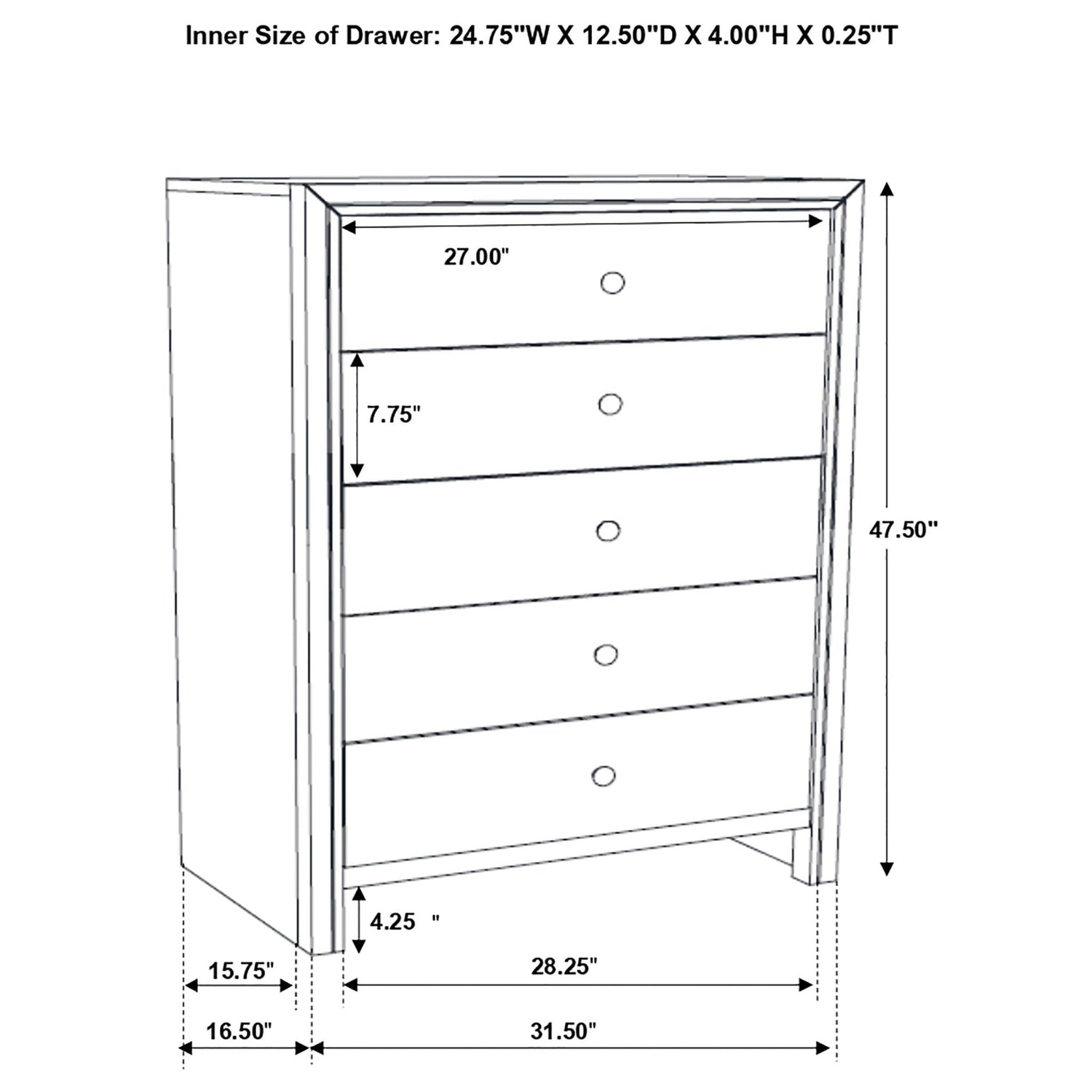Chest - Serenity Rectangular 5-drawer Chest Rich Merlot