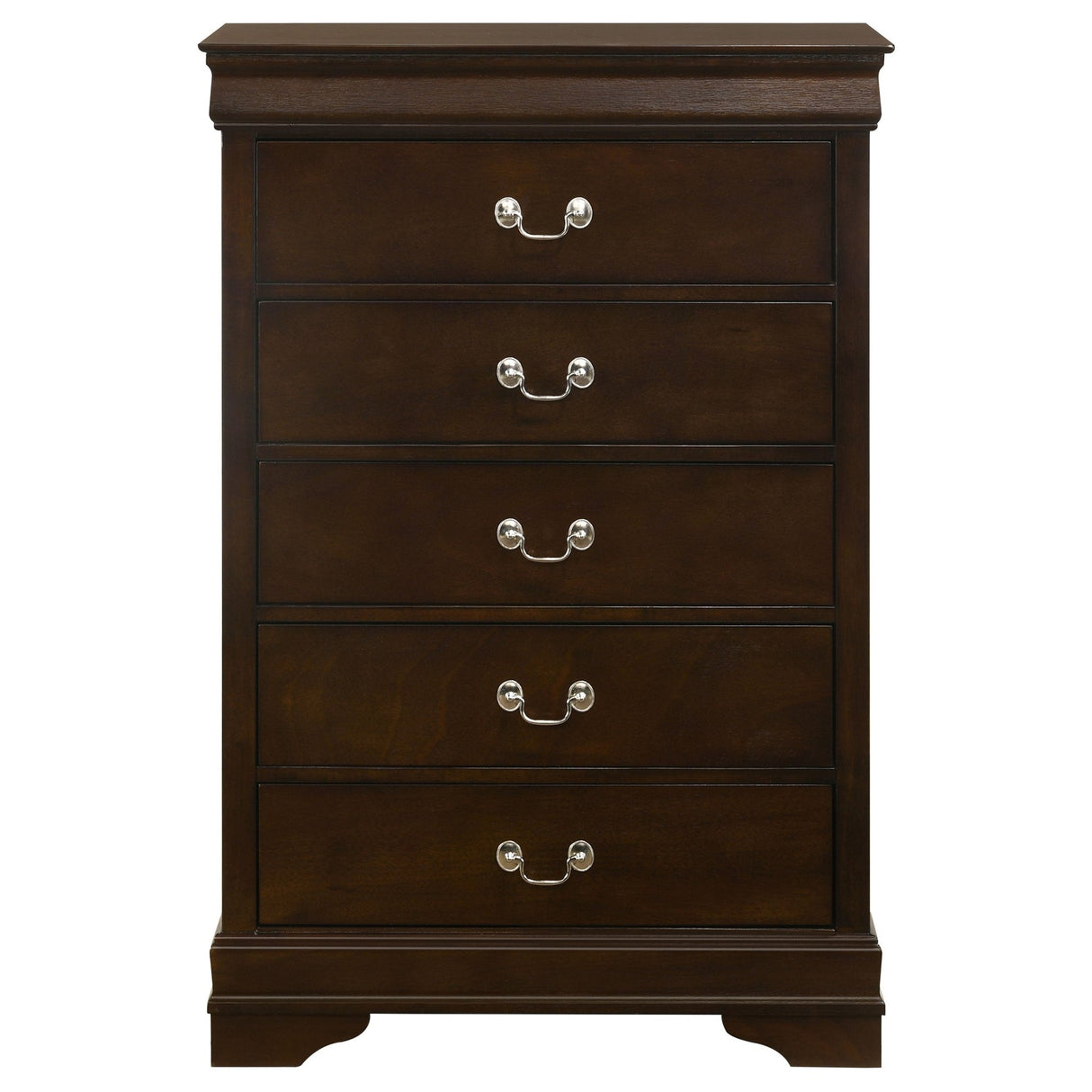 Chest - Louis Philippe 5-drawer Chest with Silver Bails Cappuccino