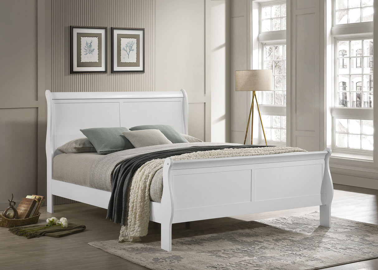 Louis Philippe 47-inch Queen Sleigh Panel Bed White -  Coaster Furniture