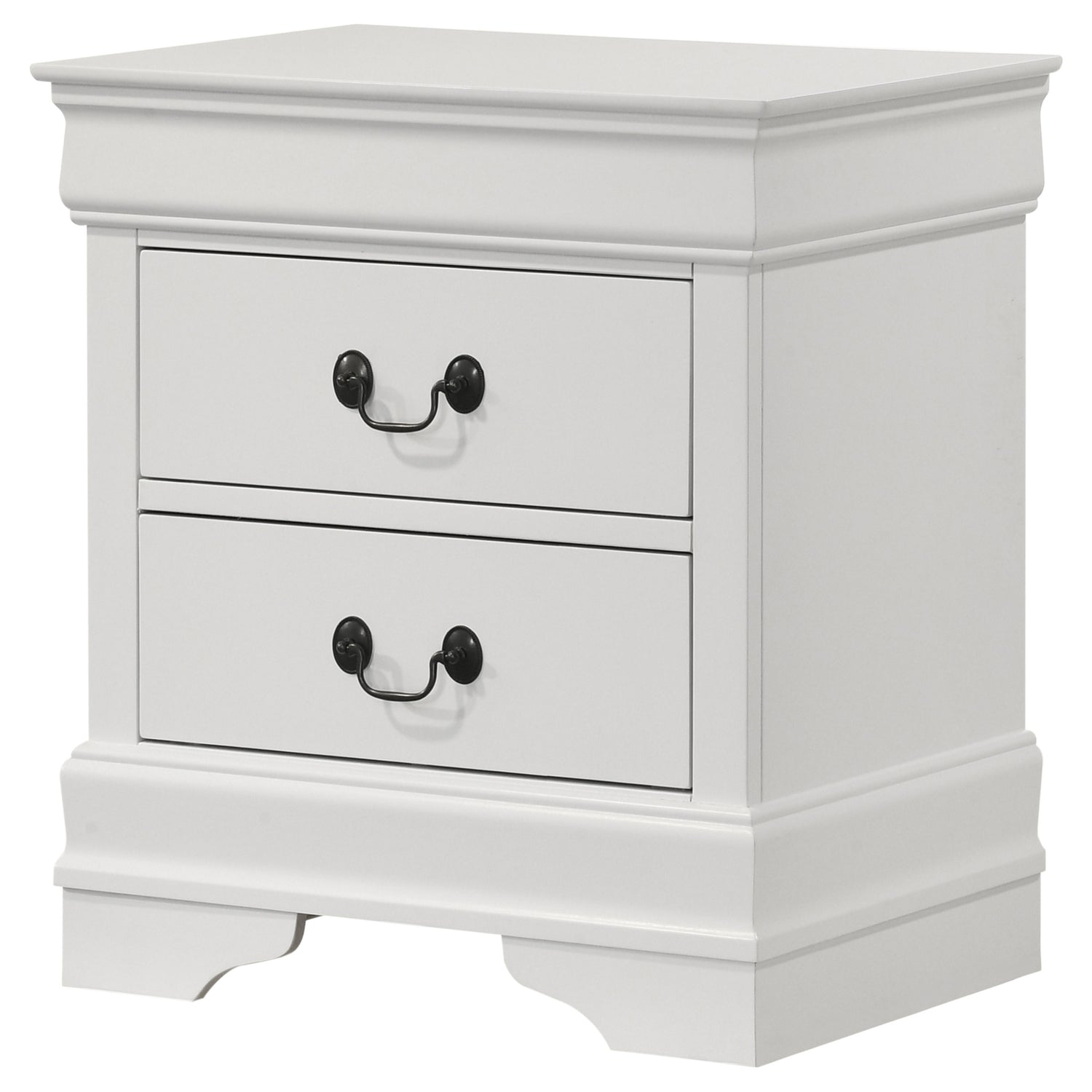 Louis Philippe 2-drawer Nightstand Bedside Table White - Home Elegance USA