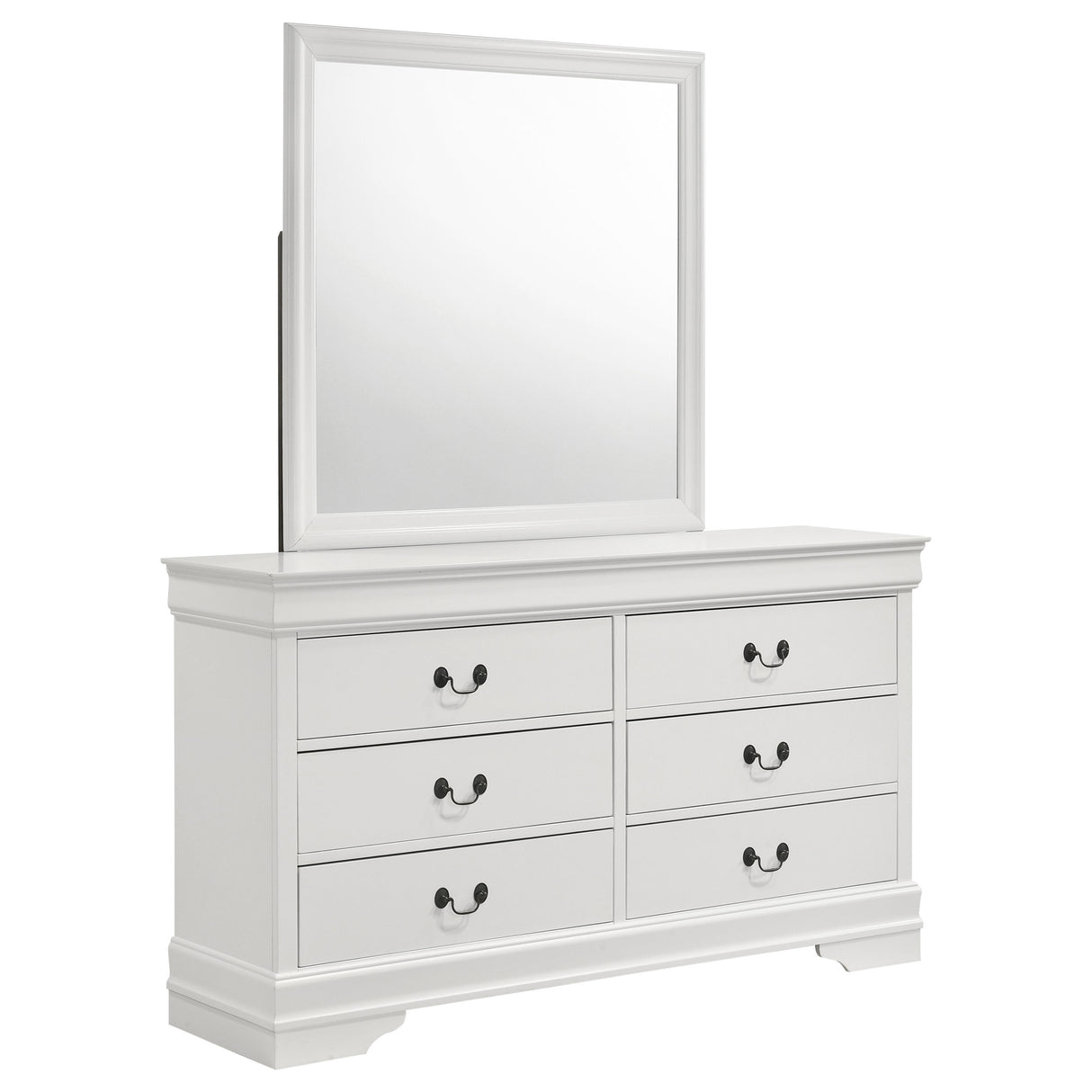 Louis Philippe 6-drawer Dresser and Mirror White - Home Elegance USA