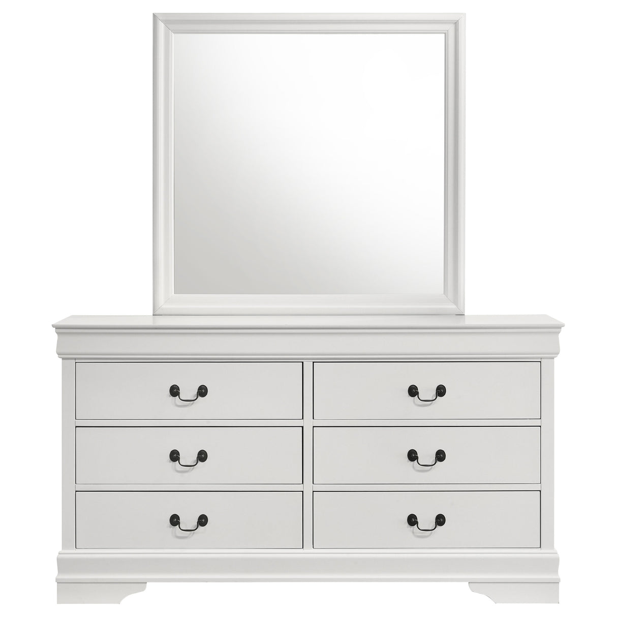 Louis Philippe 6-drawer Dresser and Mirror White - Home Elegance USA