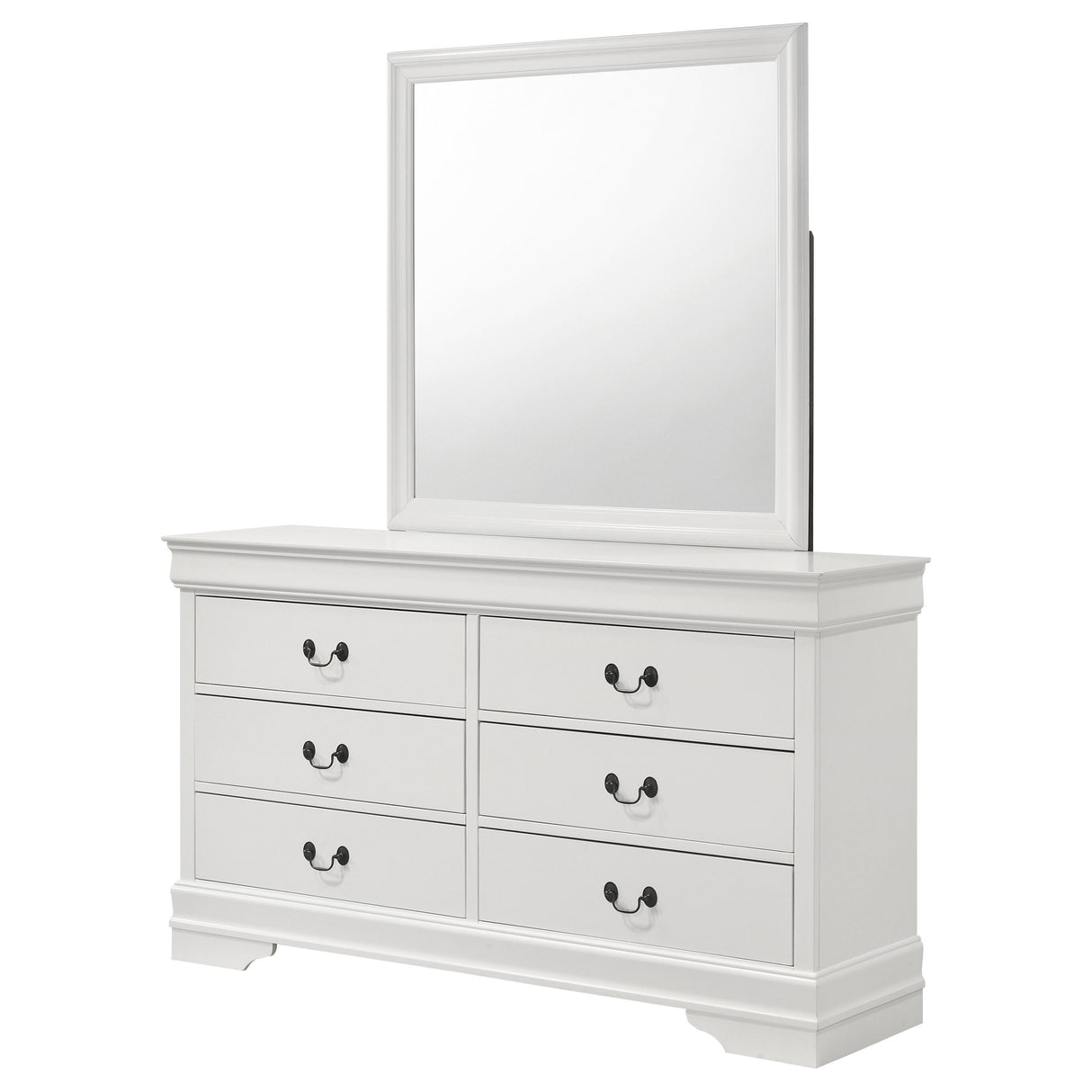 Louis Philippe 6-drawer Dresser and Mirror White - Home Elegance USA