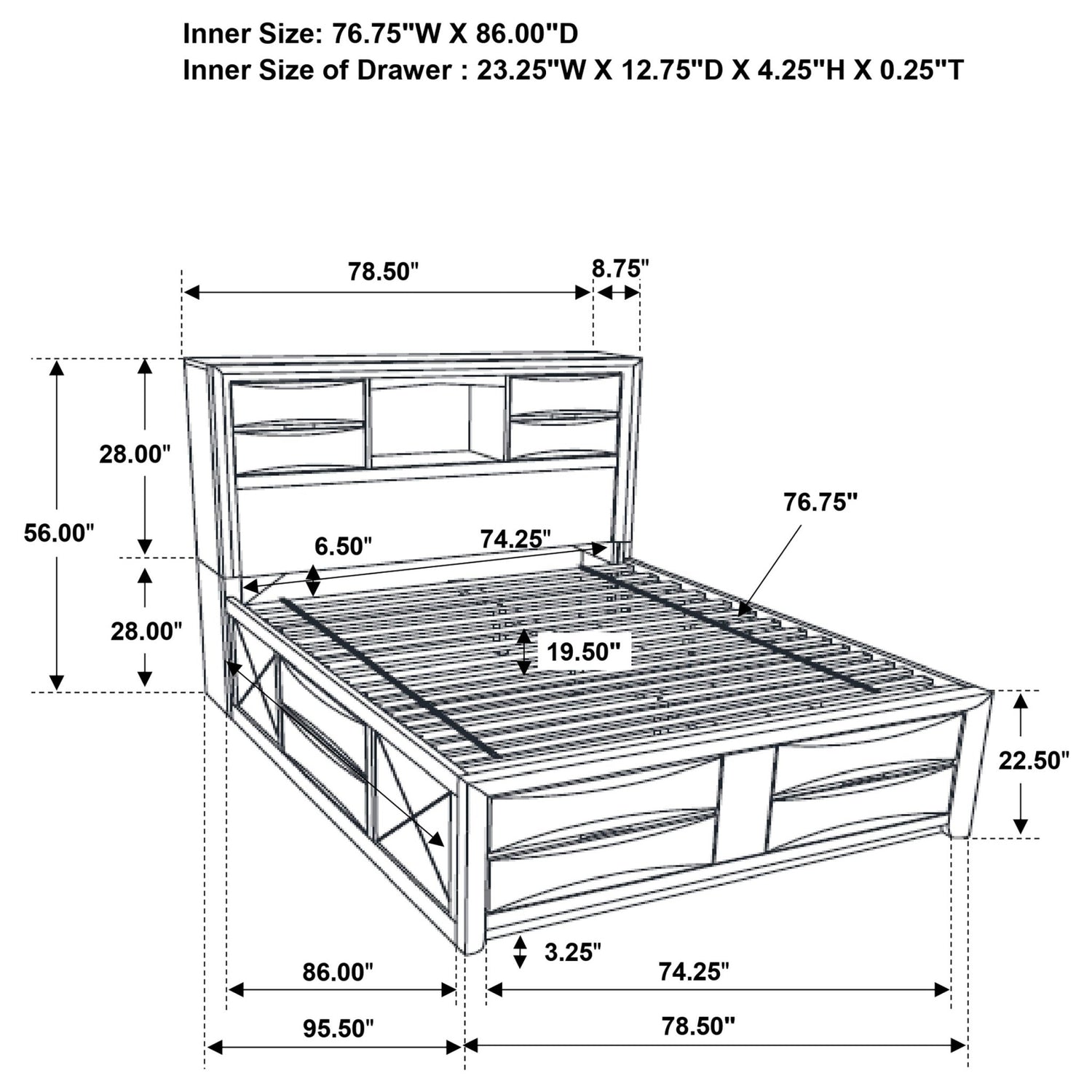 Briana Wood California King Storage Bookcase Bed Black | Coaster | Home Elegance USA