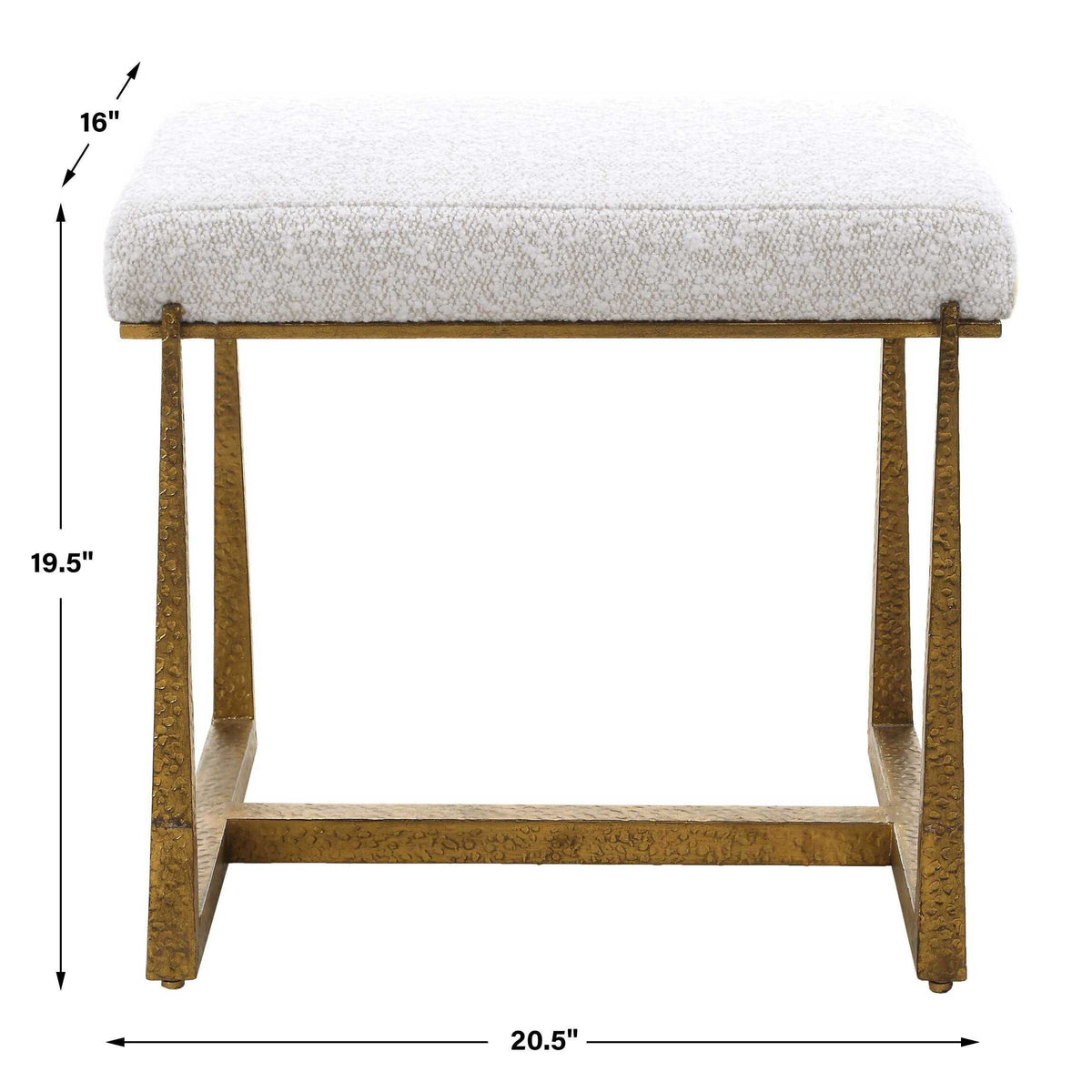 Midas Small Bench - Gold / White by Uttermost - View 8