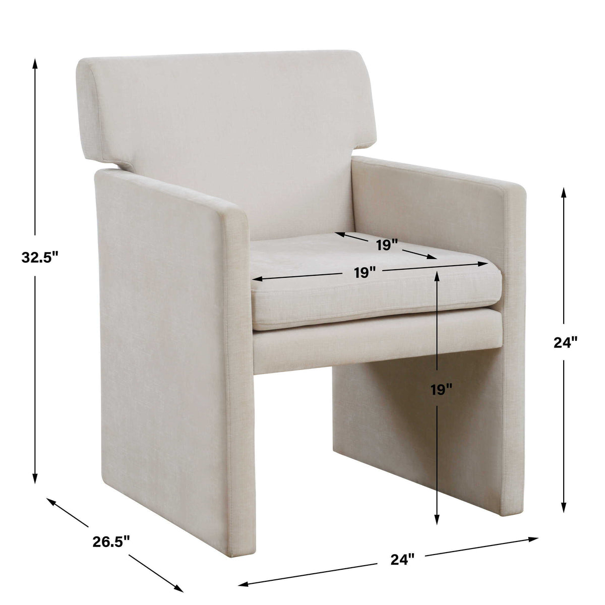 Colette Dining Chair Ivory - Beige by Uttermost - View 9
