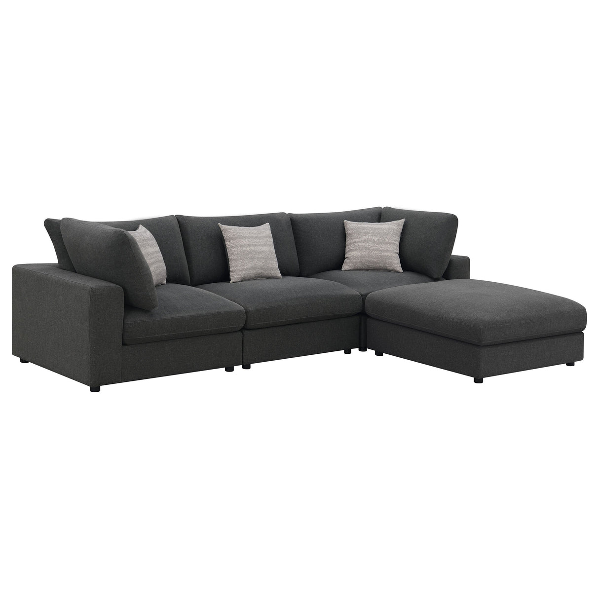 Rhette Charcoal 4-piece Upholstered Sectional with Ottoman - sold by Home Elegance USA