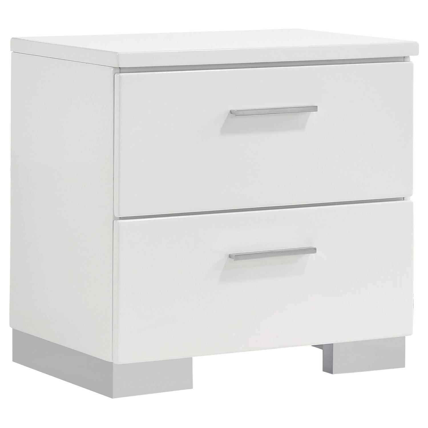 Felicity 2-drawer Nightstand White High Gloss - Home Elegance USA