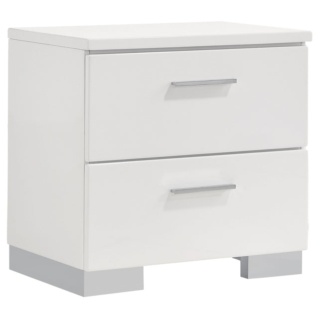 Felicity 2-drawer Nightstand White High Gloss - Home Elegance USA