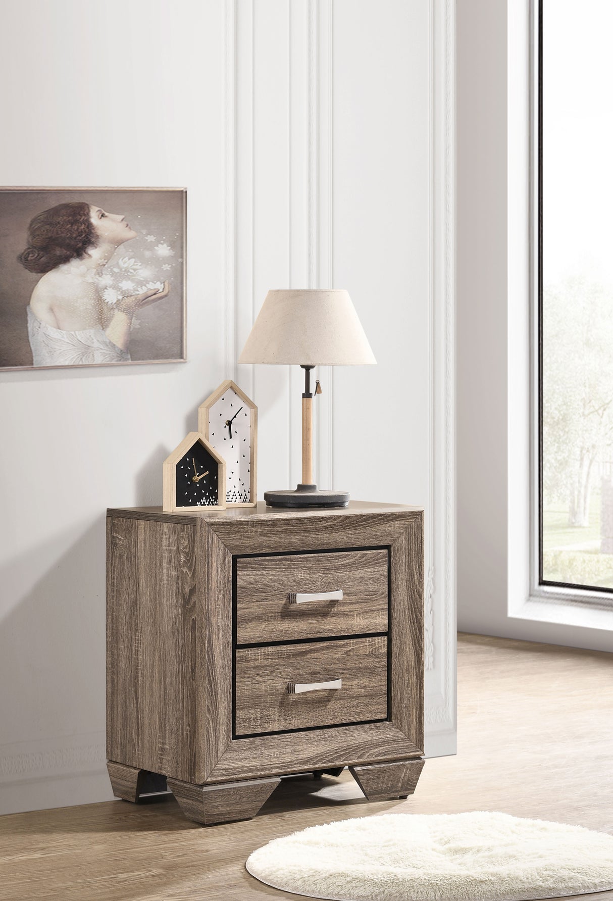 Kauffman 2-drawer Nightstand Washed Taupe - Home Elegance USA