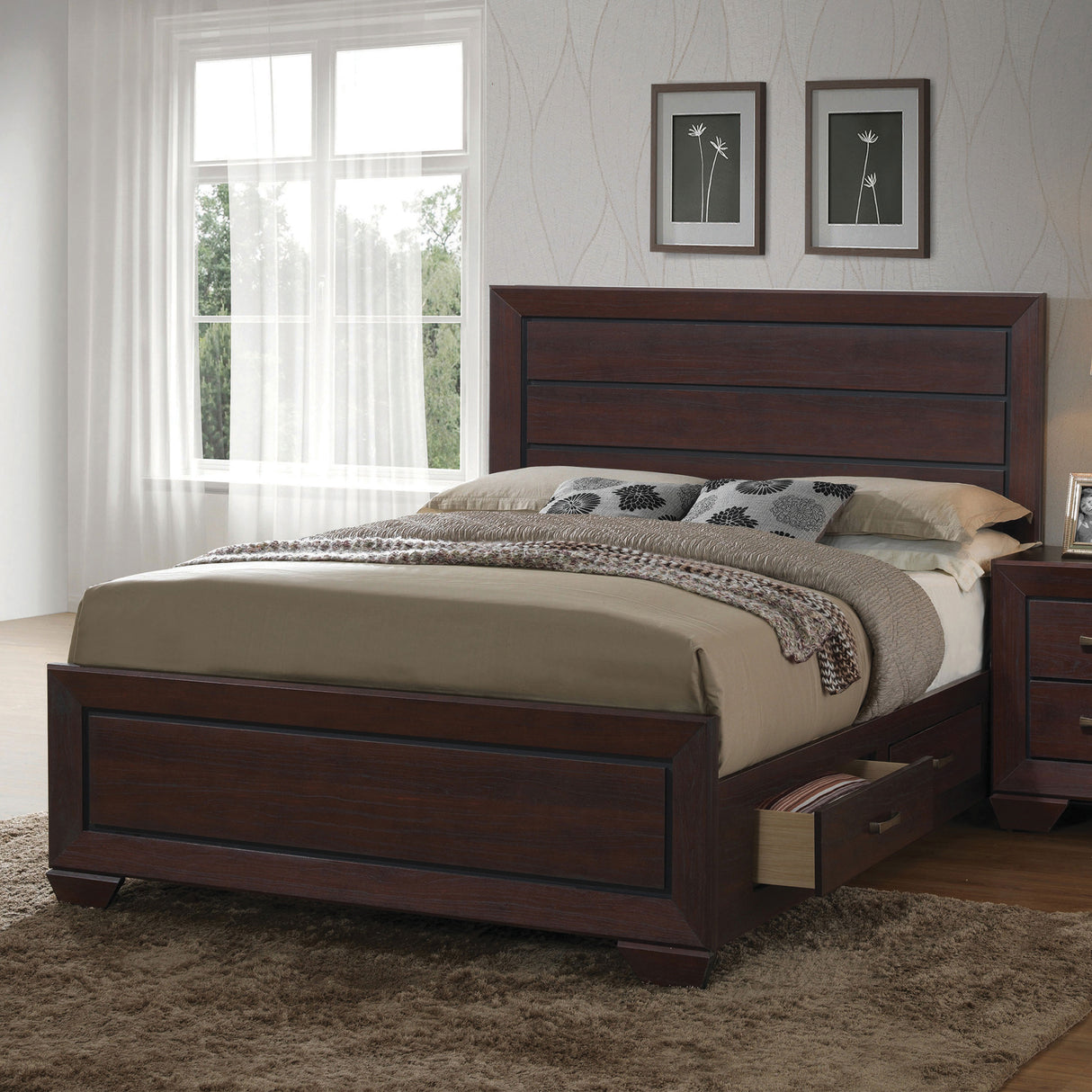 Queen Storage Bed - Kauffman Wood Queen Storage Panel Bed Dark Cocoa