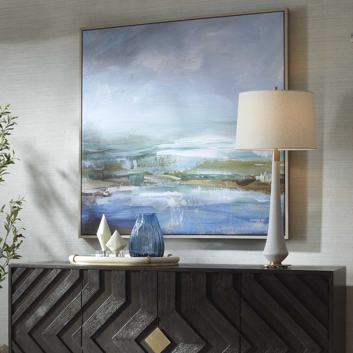 Lush Valley Framed Canvas - Light Blue by Uttermost - View 3