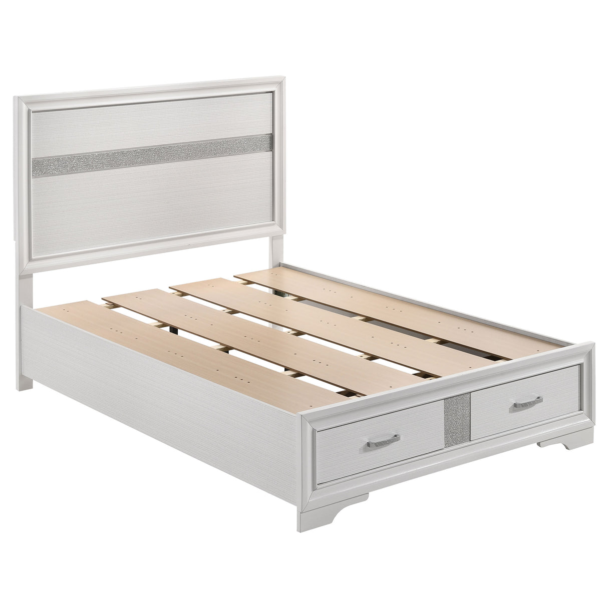 Full Storage Bed - Miranda Wood Full Storage Panel Bed White