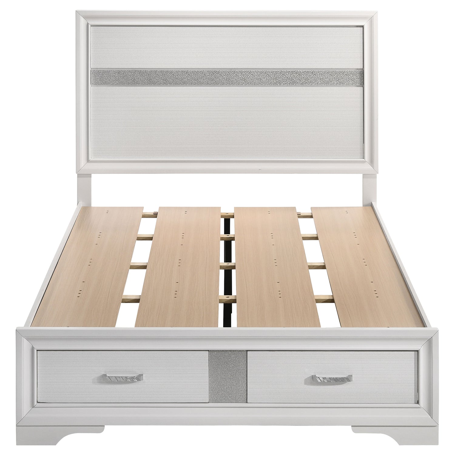 Full Storage Bed - Miranda Wood Full Storage Panel Bed White