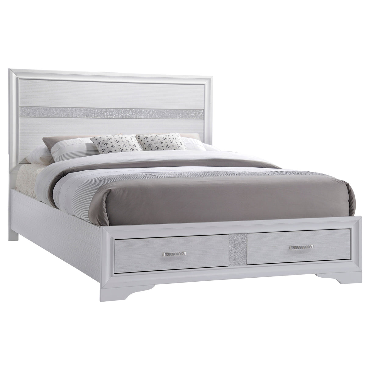 Eastern King Storage Bed - Miranda Wood Eastern King Storage Panel Bed White