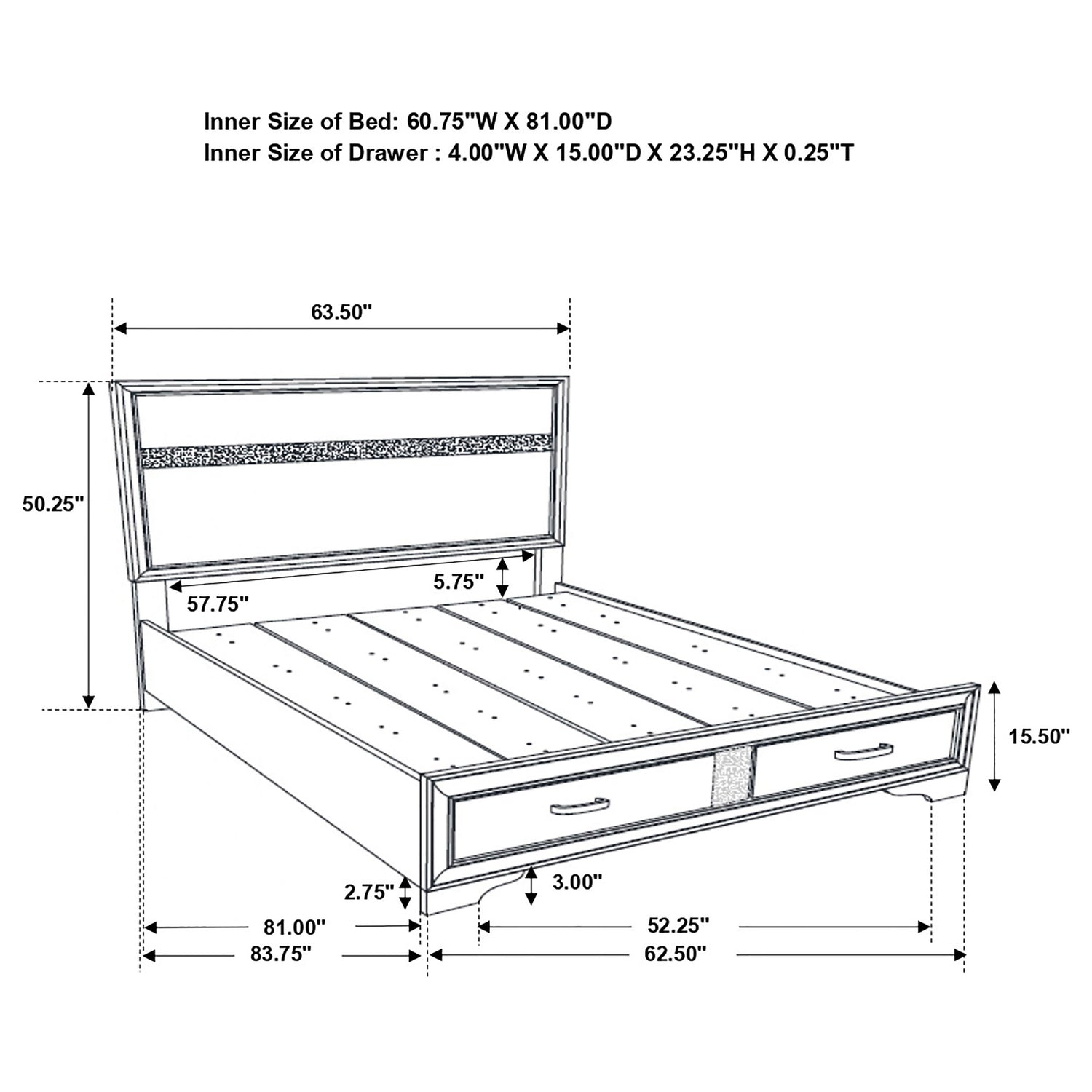 Queen Storage Bed - Miranda Wood Queen Storage Panel Bed White