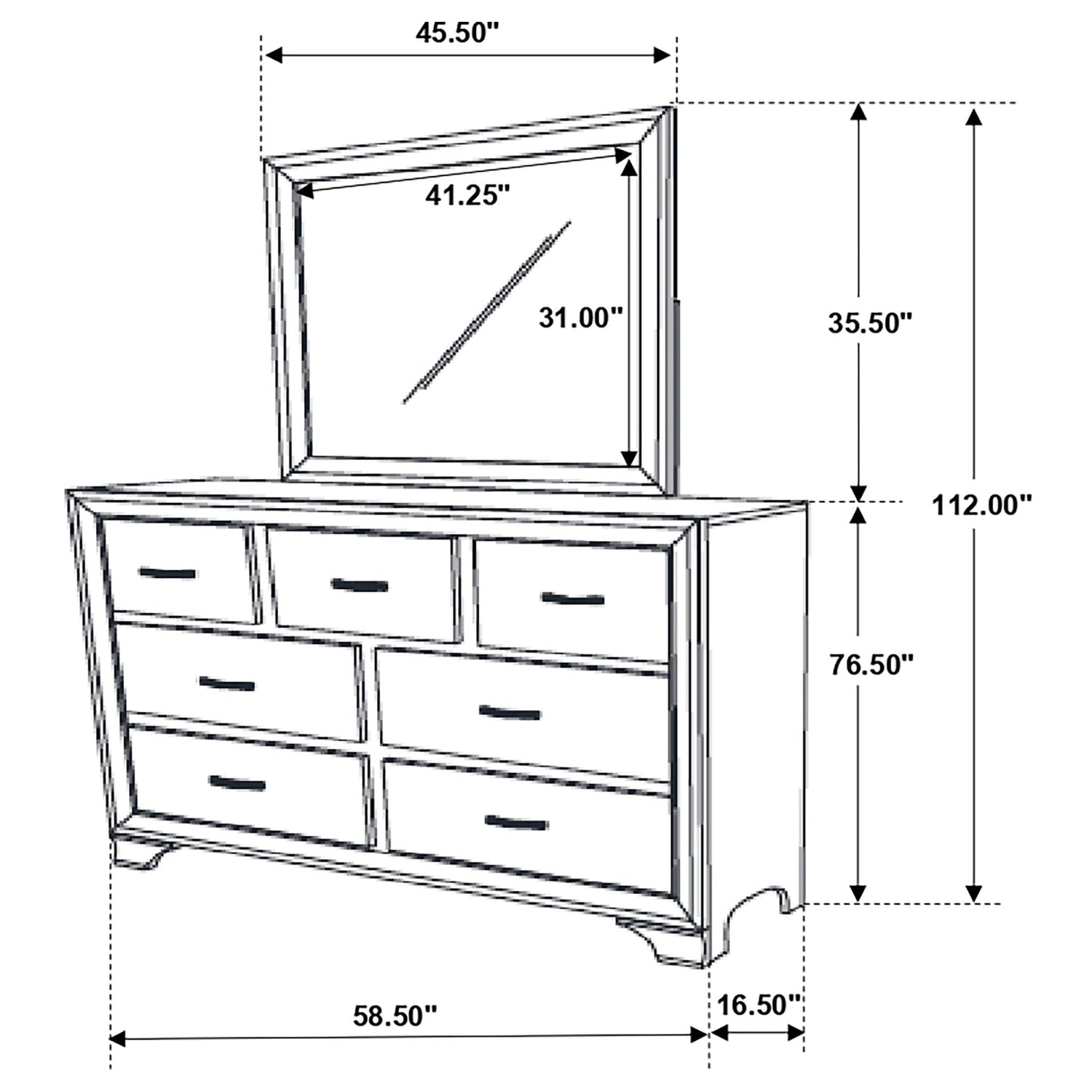 Beaumont 7 - drawer Dresser with Mirror Champagne | Coaster | Home Elegance USA
