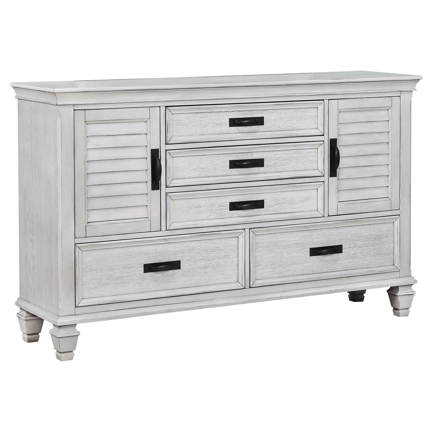 Queen Bed 5 Pc Set - Franco 5-piece Queen Bedroom Set Distressed White