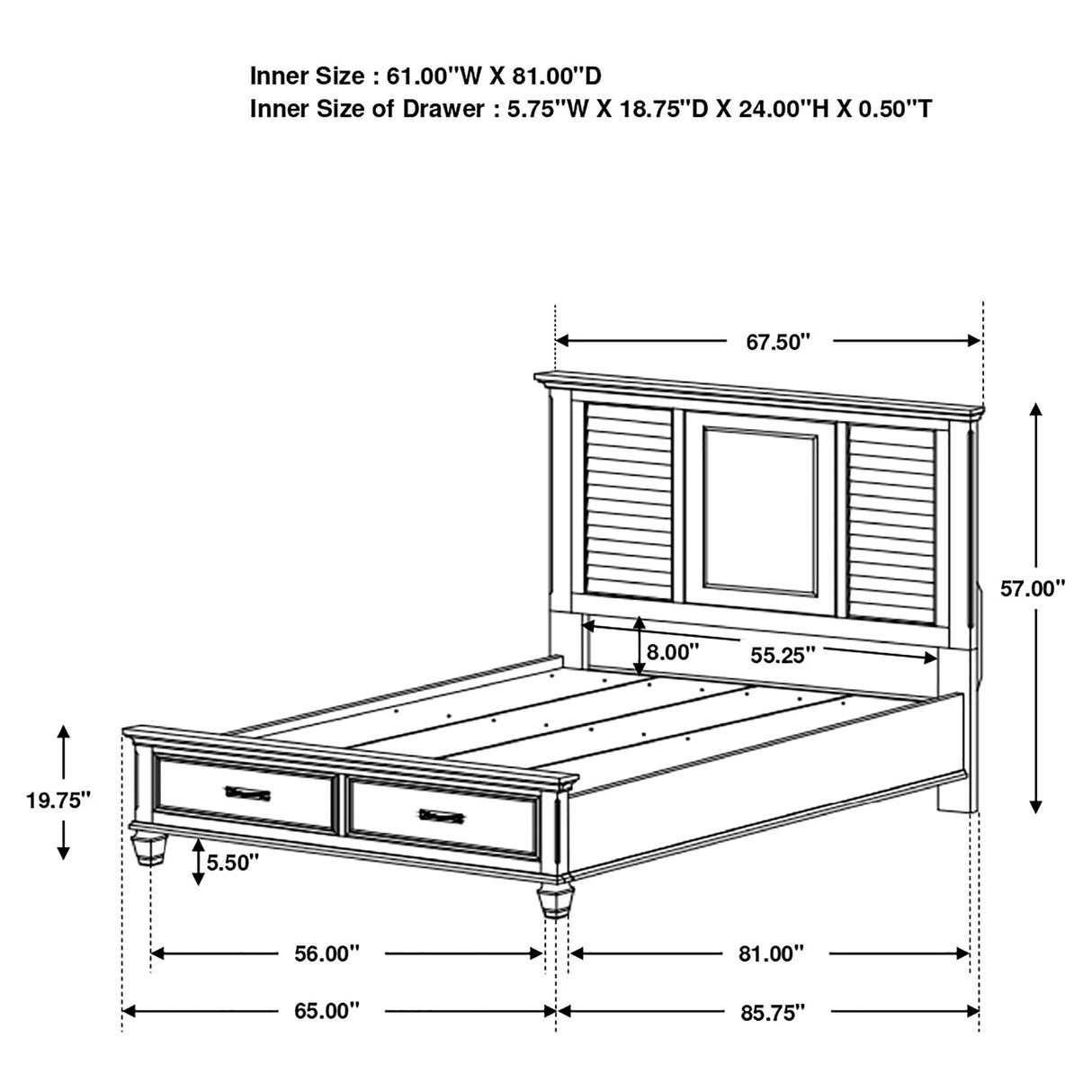 Queen Storage Bed - Franco Wood Queen Storage Panel Bed Distressed White