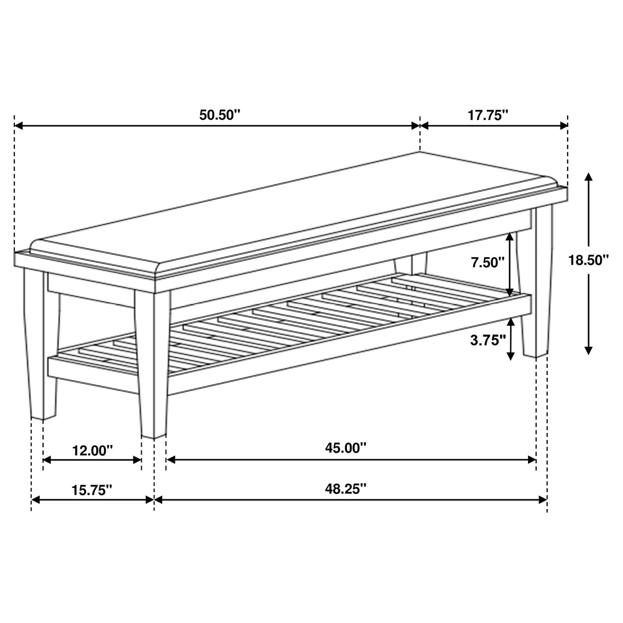 Franco Fabric Upholstered Bench with Shelf Distressed White - Home Elegance USA