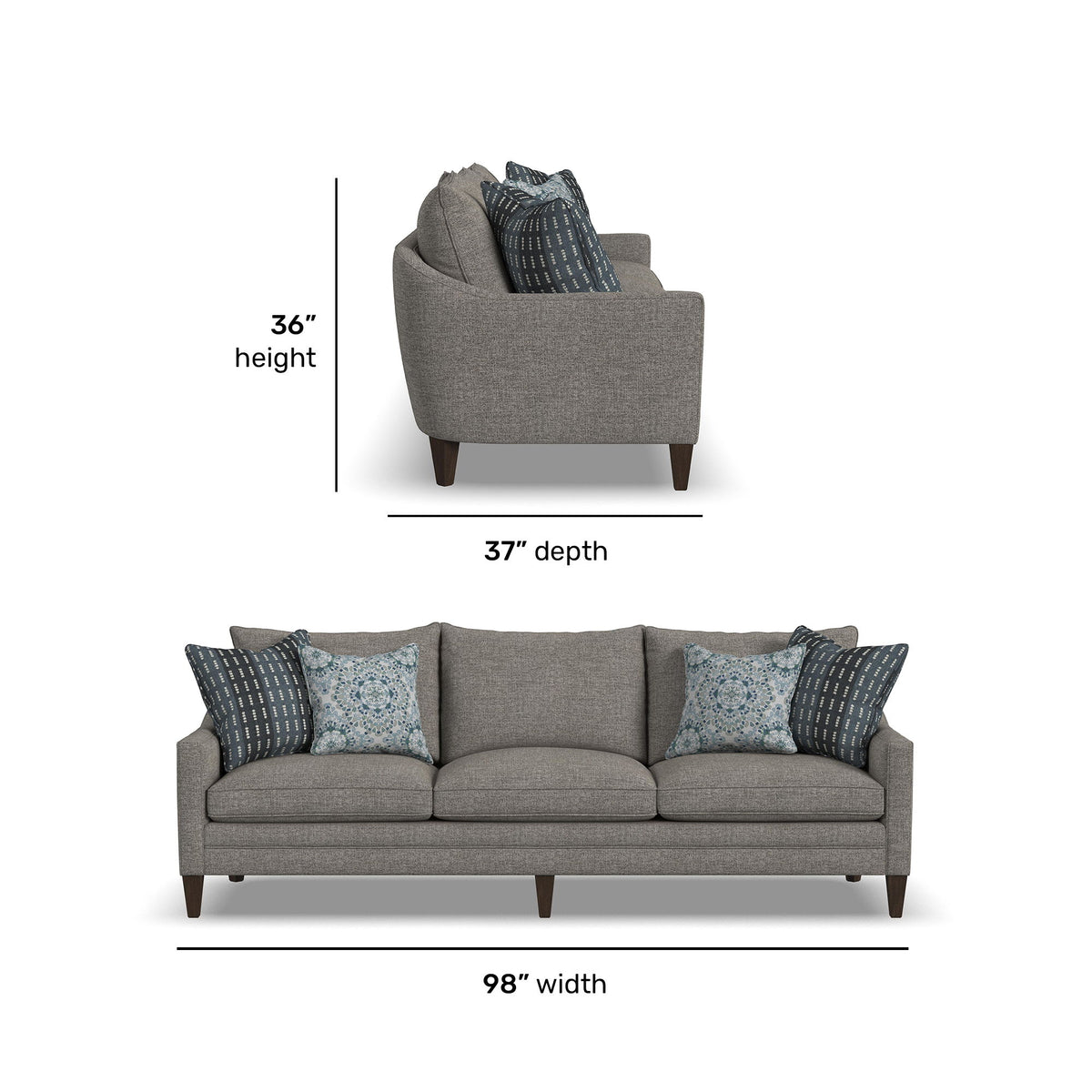 Eleanora Large Three-Cushion Sofa With Legs | Flexsteel