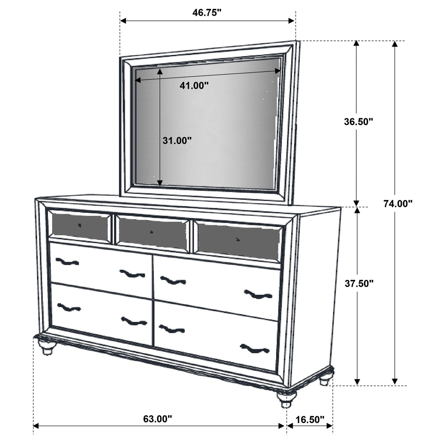 Barzini 7 - drawer Dresser with Mirror White | Coaster | Home Elegance USA