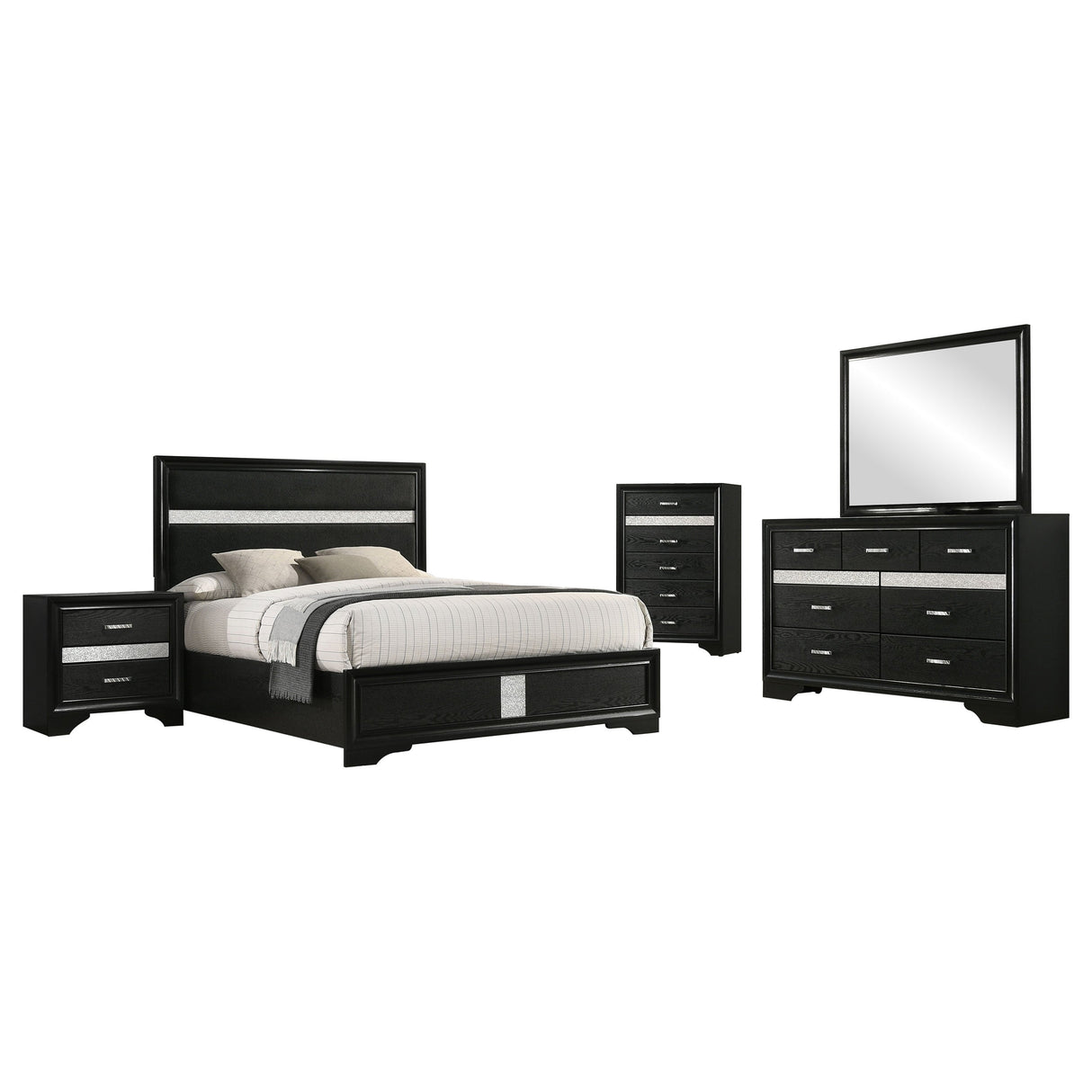 Miranda 5-piece California King Bedroom Set Black - sold by Home Elegance USA