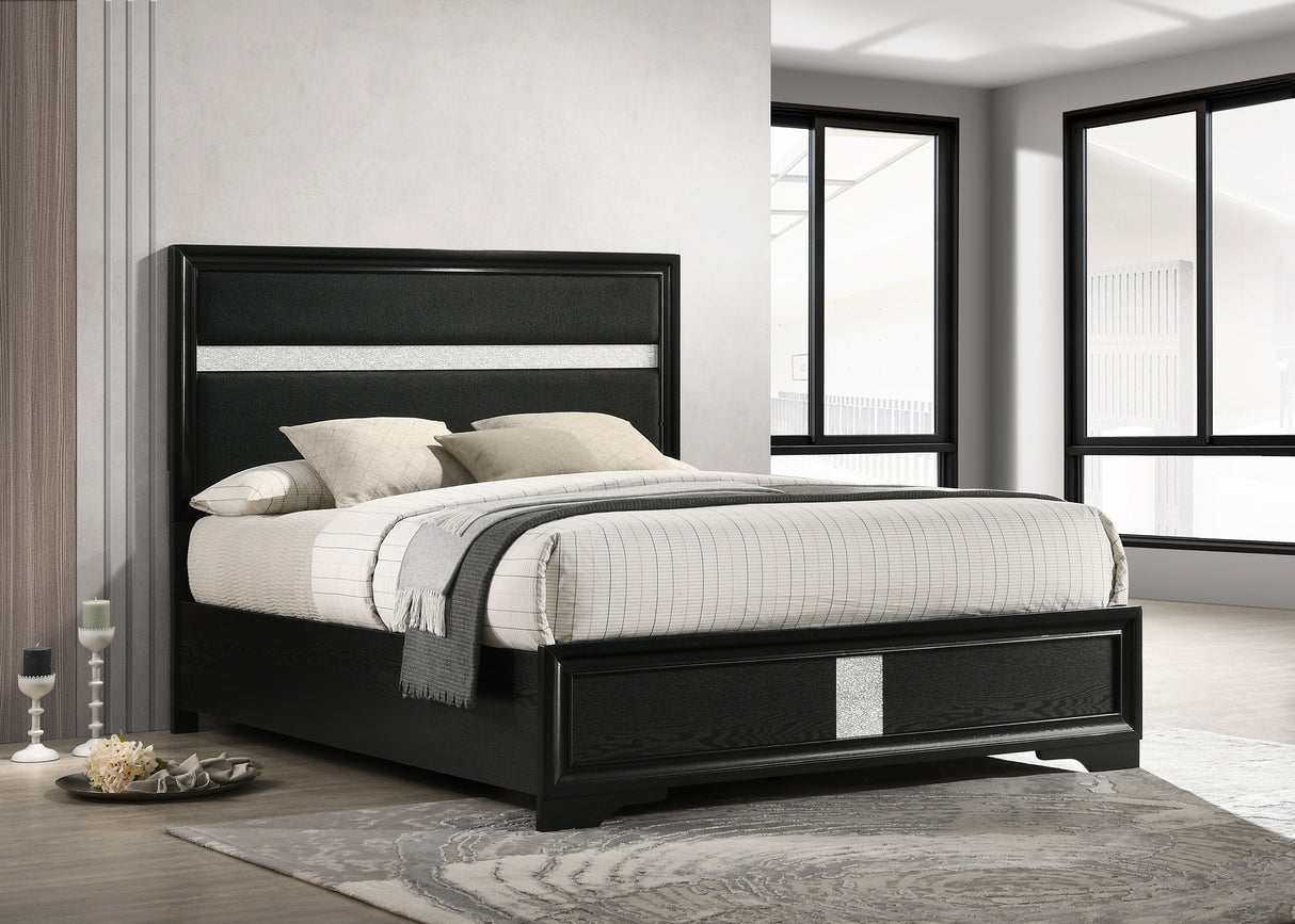 Miranda 54-inch Upholstered Queen Panel Bed Black -  Coaster Furniture