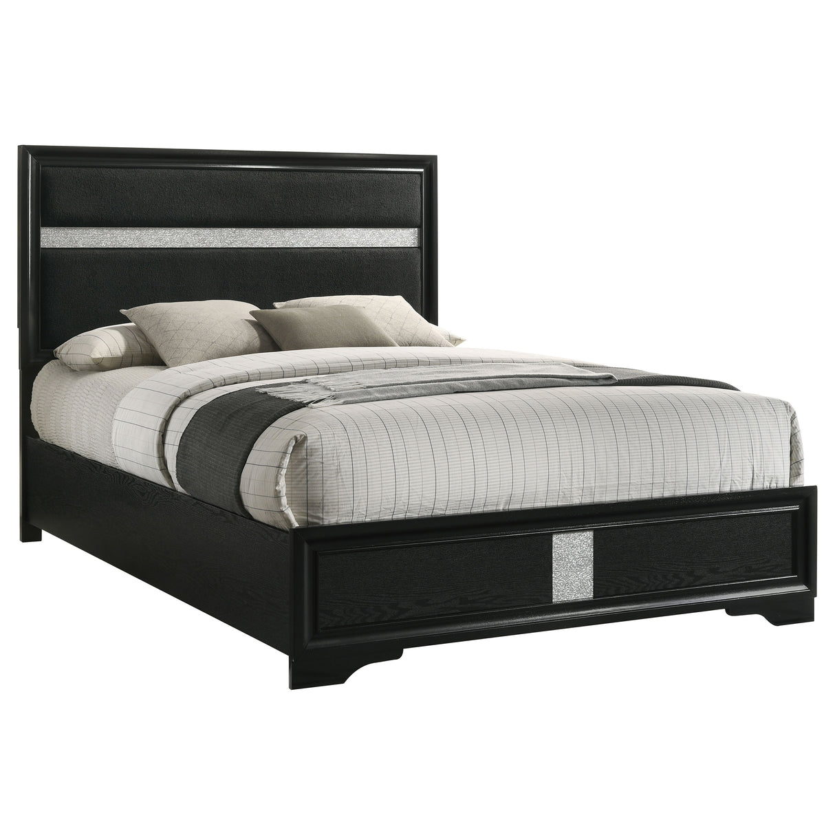 Miranda 54-inch Upholstered Queen Panel Bed Black -  Coaster Furniture