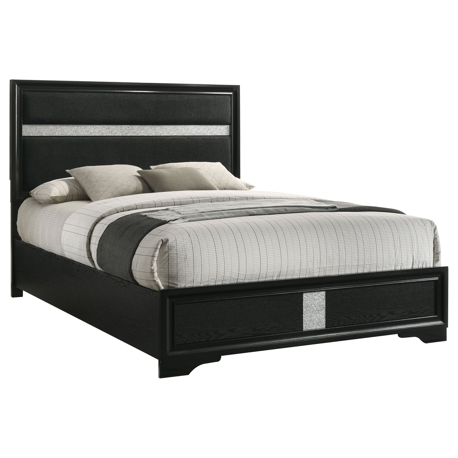 Miranda 54-inch Upholstered Queen Panel Bed Black -  Coaster Furniture