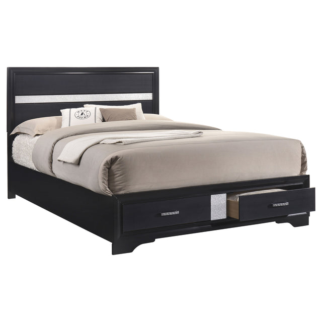 Eastern King Storage Bed - Miranda Wood Eastern King Storage Panel Bed Black