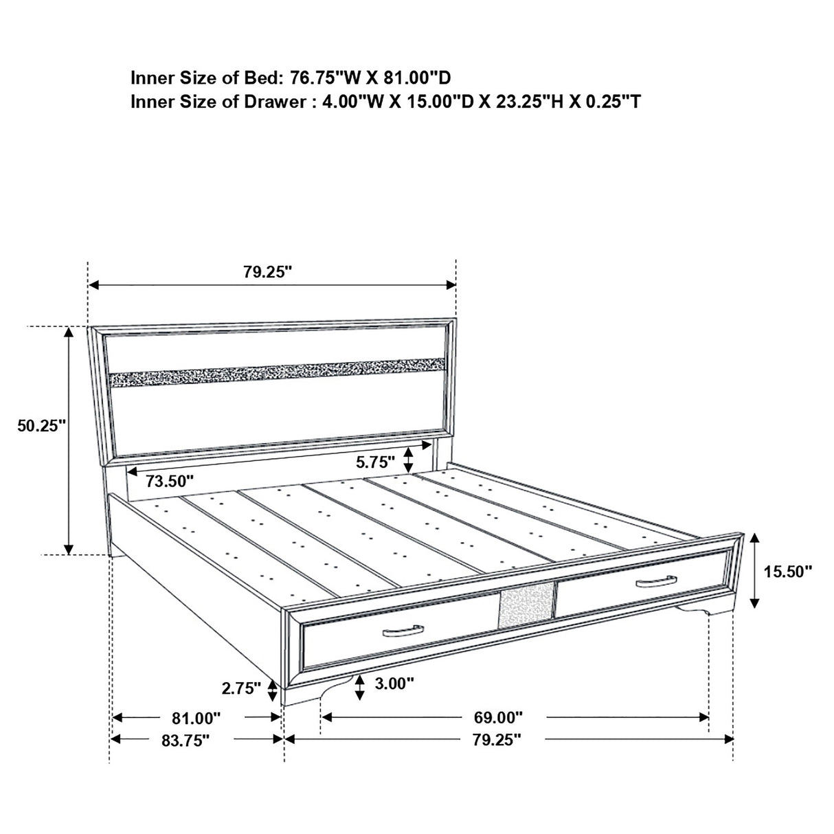 Eastern King Storage Bed - Miranda Wood Eastern King Storage Panel Bed Black