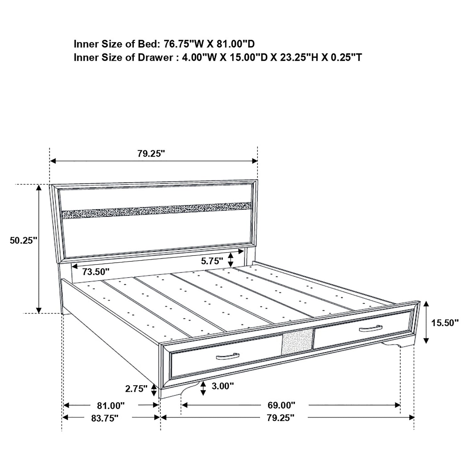 Eastern King Storage Bed - Miranda Wood Eastern King Storage Panel Bed Black