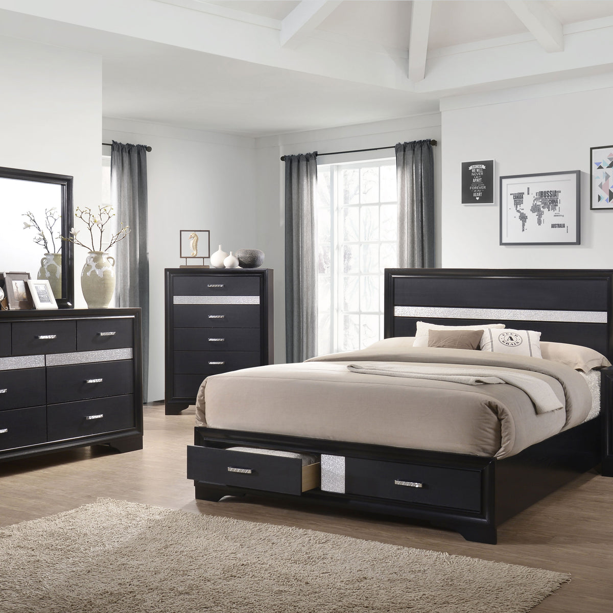 Miranda 4-piece California King Bedroom Set Black | Coaster – Home Elegance USA