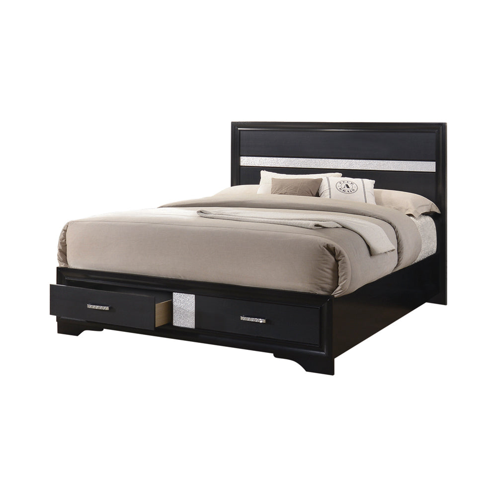 California King Storage Bed - Miranda Wood California King Storage Panel Bed Black