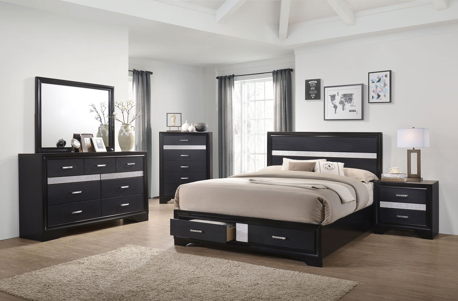 Miranda 2-drawer Nightstand Black - Home Elegance USA