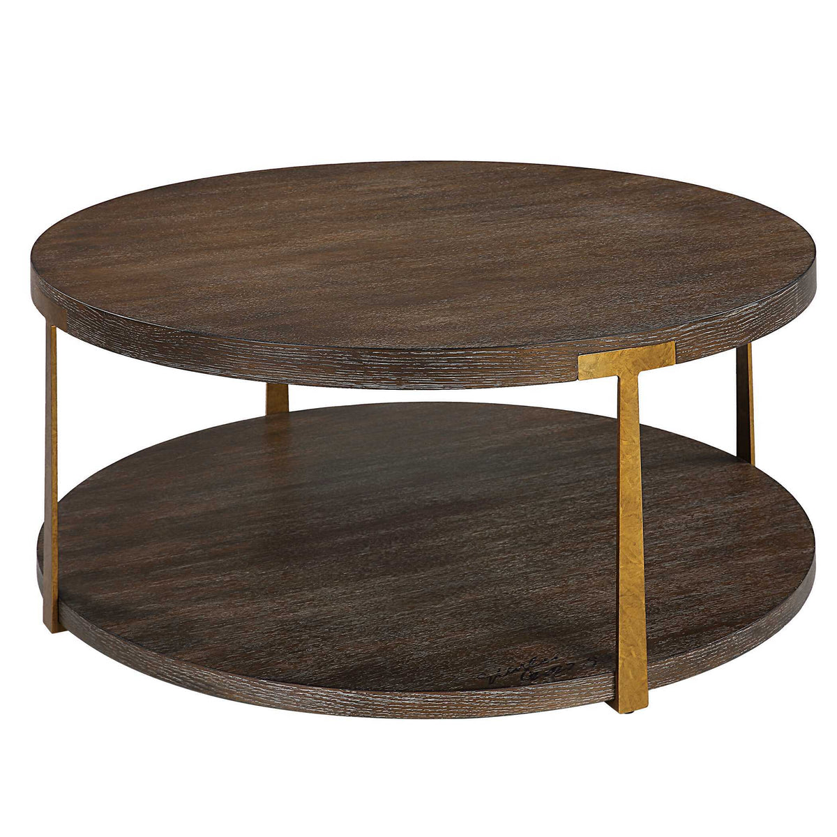 Palisade Round Wood Coffee Table - Dark Brown by Uttermost - View 4