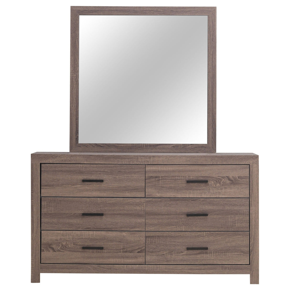 Brantford 6 - drawer Dresser with Mirror Barrel Oak | Coaster | Home Elegance USA