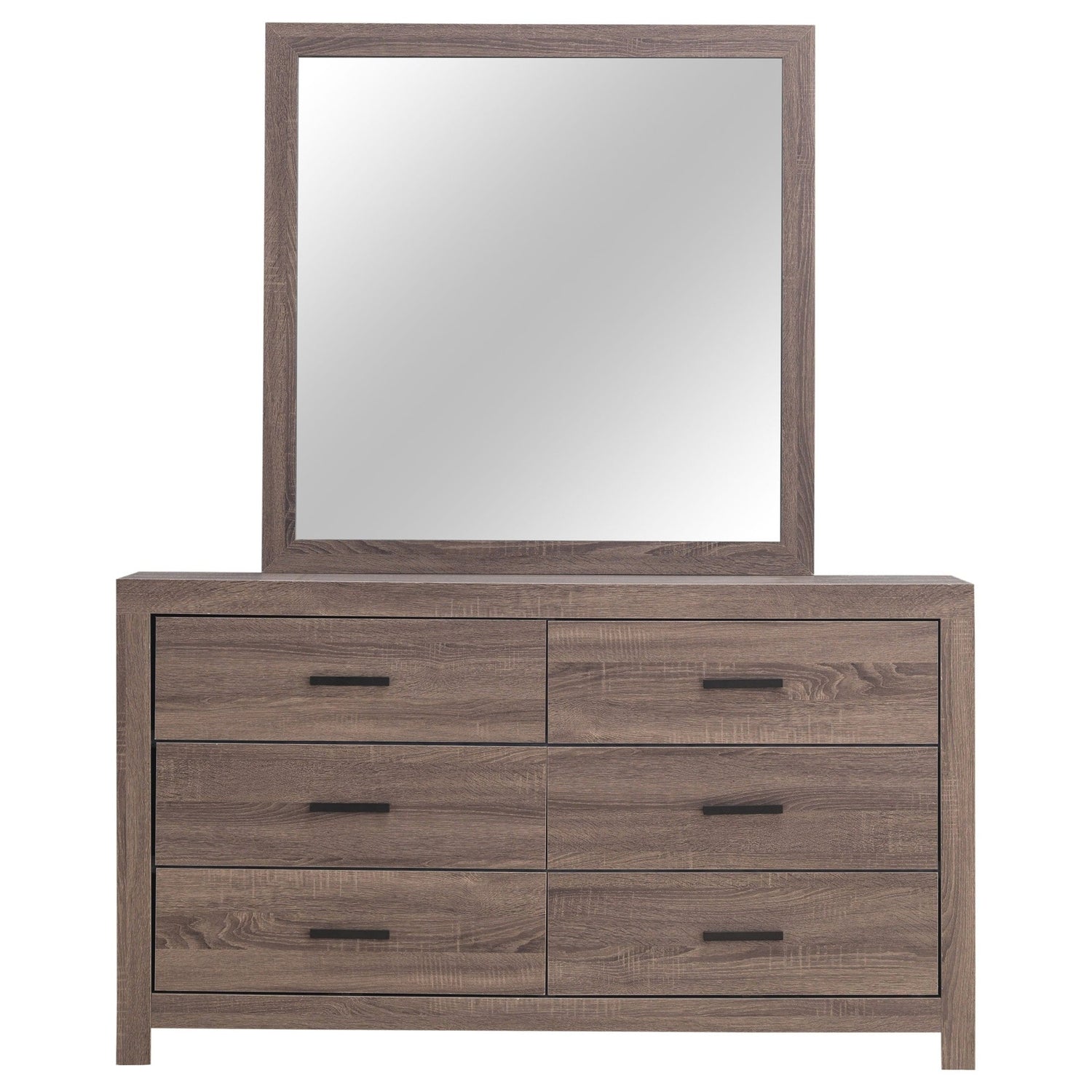 Brantford 6 - drawer Dresser with Mirror Barrel Oak | Coaster | Home Elegance USA