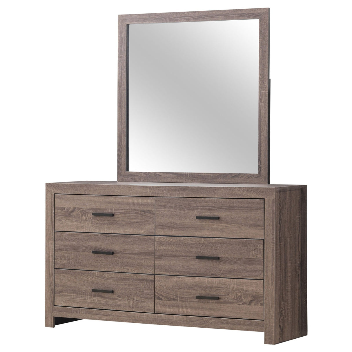 Brantford 6 - drawer Dresser with Mirror Barrel Oak | Coaster | Home Elegance USA