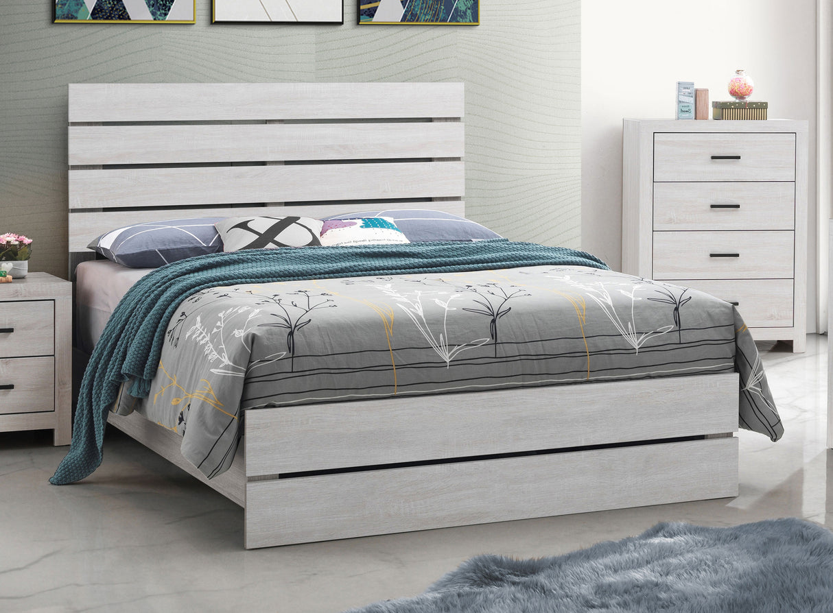 Brantford Wood Queen Panel Bed Coastal White - Home Elegance USA
