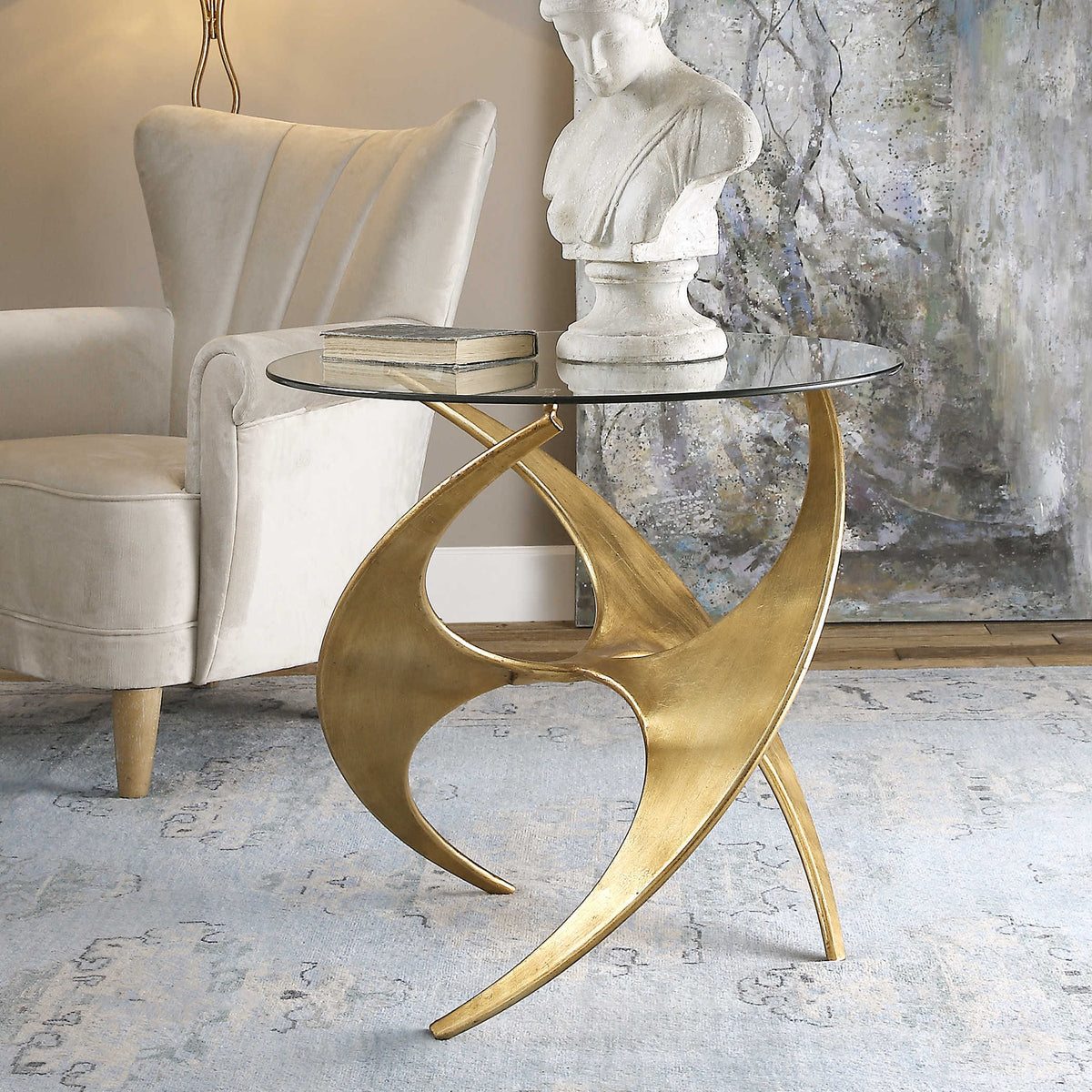 Graciano Glass Side Table - Gold by Uttermost - View 2