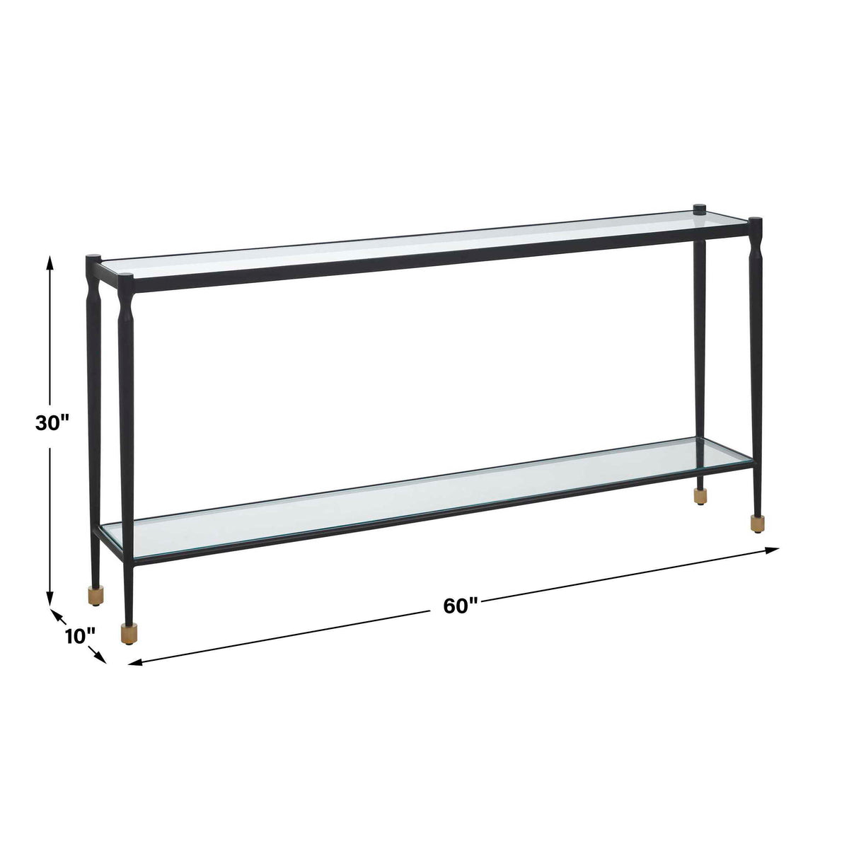 Javana Glass / Iron Console Table Brass,Bronze - Black by Uttermost - View 3